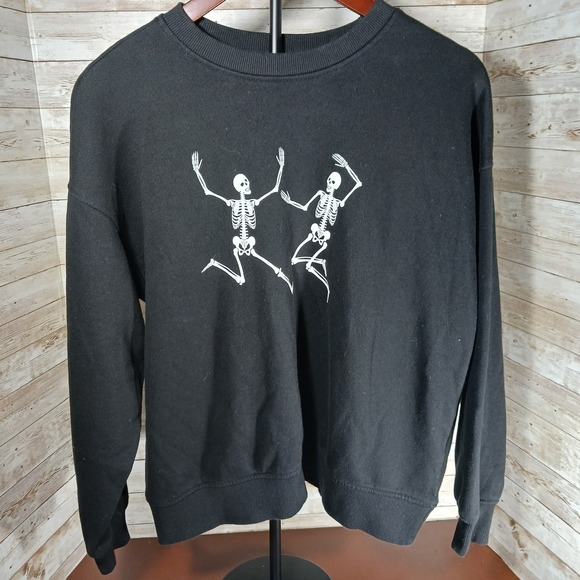 Forever 21 Tops - Forever 21 Black Sweatshirt - Dancing Skeletons- Size Medium